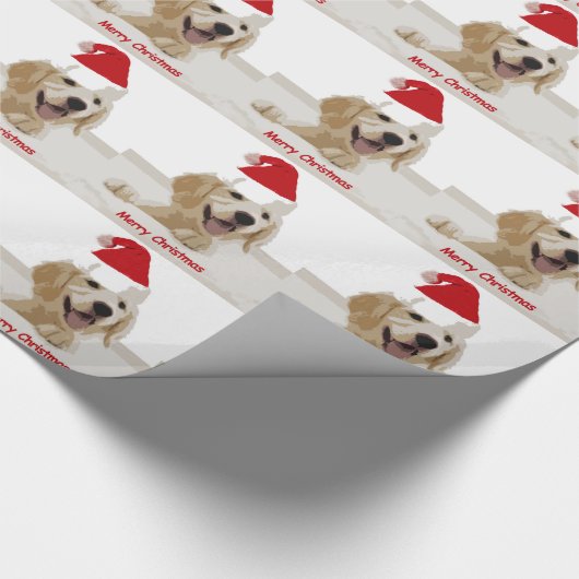 Golden Retriever Weihnachten mit Weihnachtsmannmüt Geschenkpapier (Ecke)