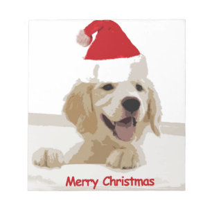 Golden Retriever Weihnachten mit Weihnachtsmannmüt Notizblock