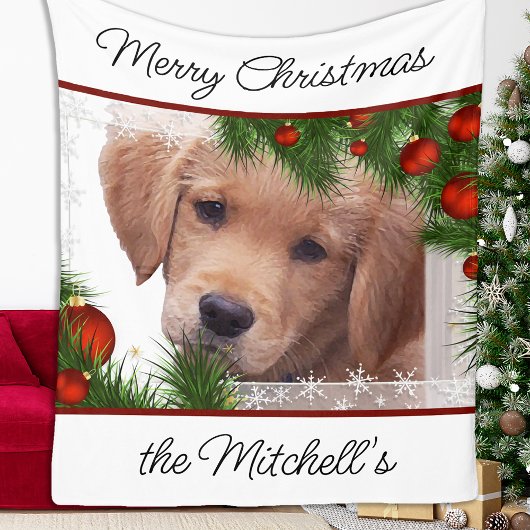 Golden Retriever Weihnachten - Niedlicher Hund Wel Fleecedecke