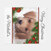 Golden Retriever Weihnachten - Niedlicher Hund Wel Fleecedecke (Vorderseite (Horizontal))