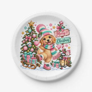 Golden Retriever Weihnachten Pappteller