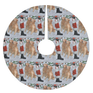 Golden retriever-Weihnachten Polyester Weihnachtsbaumdecke