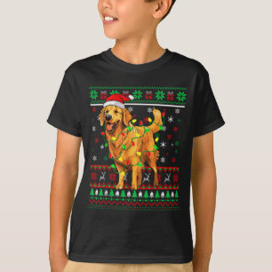 Golden Retriever Weihnachten Santa Hut Baumlichter T-Shirt