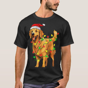 Golden Retriever Weihnachten Santa Hut Baumlichter T-Shirt