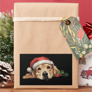 Golden Retriever Weihnachten Santa Hut Hund Xmas Rechteckiger Aufkleber