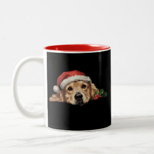 Golden Retriever Weihnachten Santa Hut Hund Xmas Zweifarbige Tasse