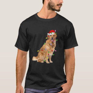 Golden Retriever Weihnachten Santa Hut Lichter Hau T-Shirt