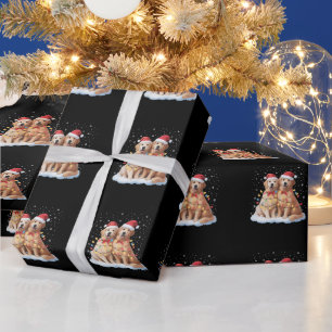 Golden Retriever Weihnachten Santa Hut Renntier  Geschenkpapier