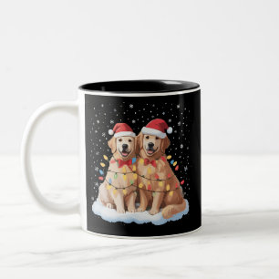 Golden Retriever Weihnachten Santa Hut Renntier  Zweifarbige Tasse