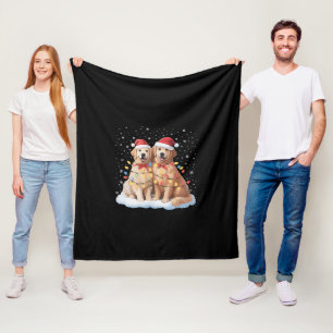 Golden Retriever Weihnachten Santa Hut Rentier Fleecedecke