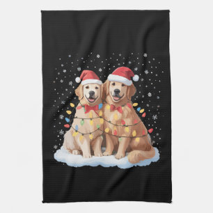 Golden Retriever Weihnachten Santa Hut Rentier  Geschirrtuch