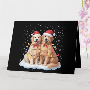 Golden Retriever Weihnachten Santa Hut Rentier  Karte