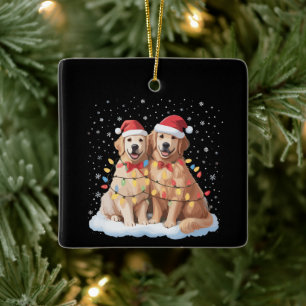 Golden Retriever Weihnachten Santa Hut Rentier Keramikornament