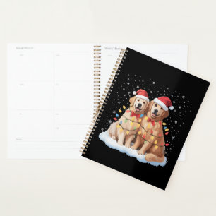 Golden Retriever Weihnachten Santa Hut Rentier Planer
