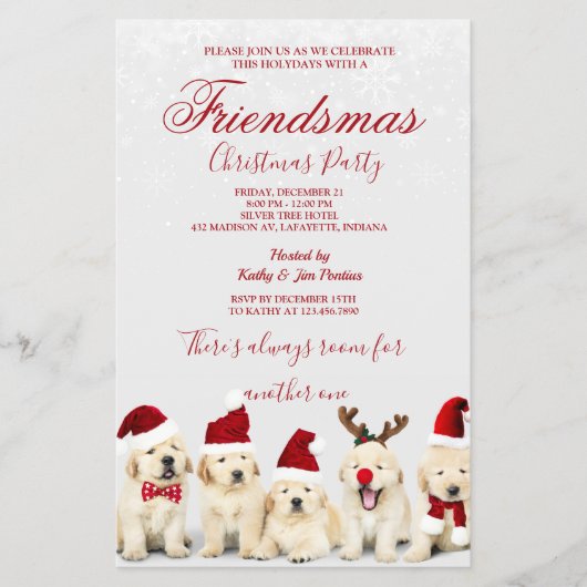 Golden Retriever Weihnachts-Party Einladung Flyer (Vorne)