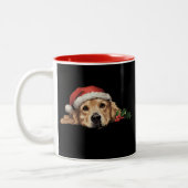 Golden Retriever Weihnachts-Weihnachtsmannmütze Do Zweifarbige Tasse (Links)