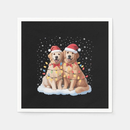 Golden Retriever Weihnachts-Weihnachtsmannmütze Re Serviette (Vorderseite)