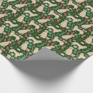 Golden Retriever Weihnachts-Zuckerrohre Grün Geschenkpapier