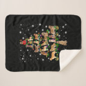 Golden Retriever Weihnachtsbaum abgedeckt durch Fl Sherpadecke (Vorderseite (Horizontal))