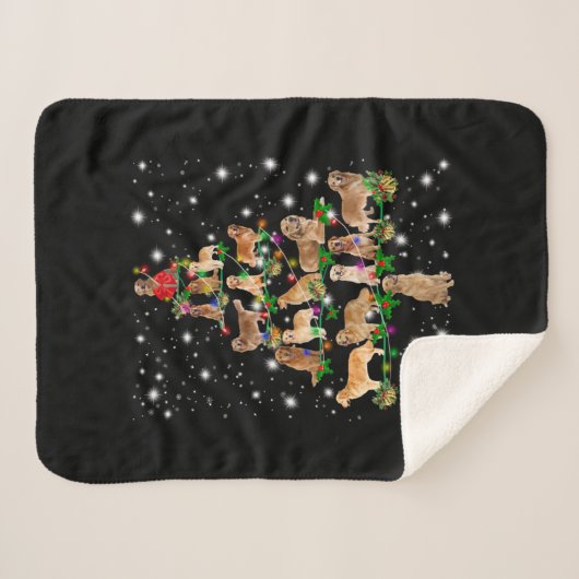 Golden Retriever Weihnachtsbaum abgedeckt durch Fl Sherpadecke (Vorderseite (Horizontal))