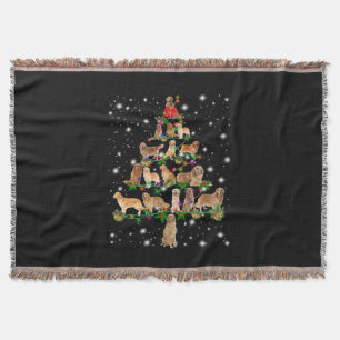 Golden Retriever Weihnachtsbaum bedeckt durch Flas Decke