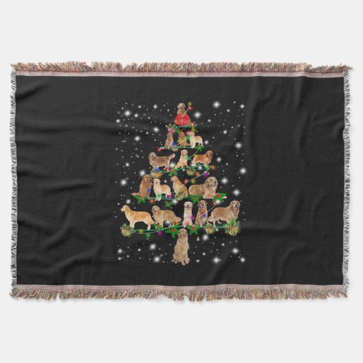 Golden Retriever Weihnachtsbaum bedeckt durch Flas Decke (Vorderseite)