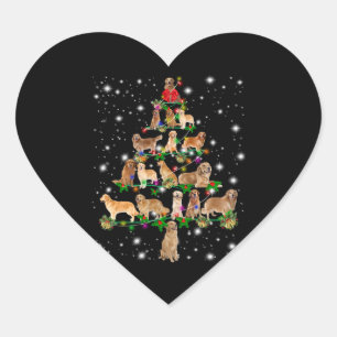 Golden Retriever Weihnachtsbaum bedeckt durch Flas Herz-Aufkleber