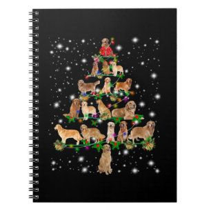 Golden Retriever Weihnachtsbaum bedeckt durch Flas Notizblock