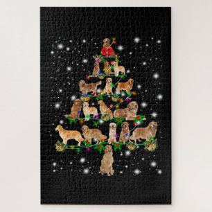 Golden Retriever Weihnachtsbaum bedeckt durch Flas Puzzle