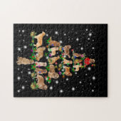 Golden Retriever Weihnachtsbaum bedeckt durch Flas Puzzle (Horizontal)