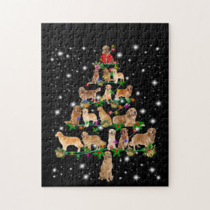 Golden Retriever Weihnachtsbaum bedeckt durch Flas Puzzle