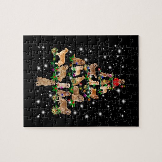 Golden Retriever Weihnachtsbaum bedeckt durch Flas Puzzle (Horizontal)