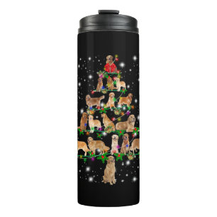 Golden Retriever Weihnachtsbaum bedeckt durch Flas Thermosbecher