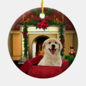 Golden Retriever Weihnachtsbaum Keramik Ornament (Hinten)
