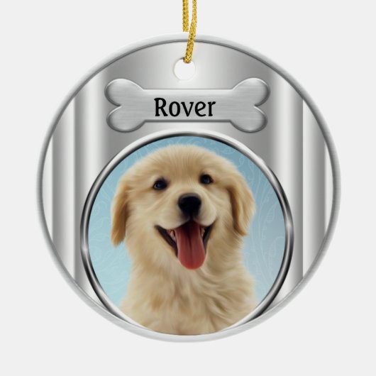 Golden Retriever Weihnachtsbaum Keramik Ornament (Vorne)