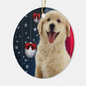 Golden Retriever Weihnachtsbaum Keramikornament (Links)
