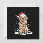 Golden Retriever Weihnachtsbaum Lichter Weihnachte Einladung (Vorderseite)