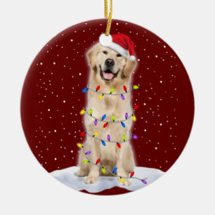 Golden Retriever Weihnachtsbaum Lichter Xmas Keramik Ornament