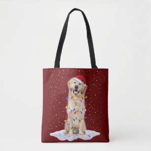 Golden Retriever Weihnachtsbaum Lichter Xmas Tasche