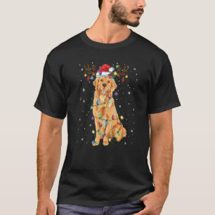 Golden Retriever Weihnachtsbeleuchtung Rentier San T-Shirt