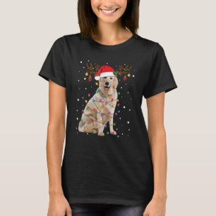 Golden Retriever Weihnachtsbeleuchtung Rentier San T-Shirt