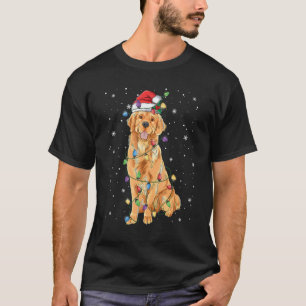 Golden Retriever Weihnachtsbeleuchtung Santa Hut H T-Shirt