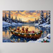 Golden Retriever Weihnachtsboot Urlaub Poster (Vorne)