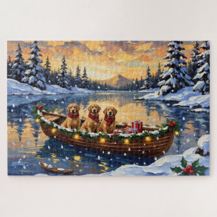 Golden Retriever Weihnachtsboot Urlaub Puzzle