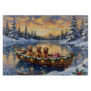Golden Retriever Weihnachtsboot Urlaub Schneidebrett