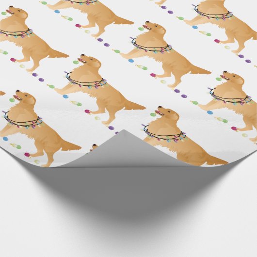 Golden Retriever Weihnachtsdesign Geschenkpapier (Ecke)