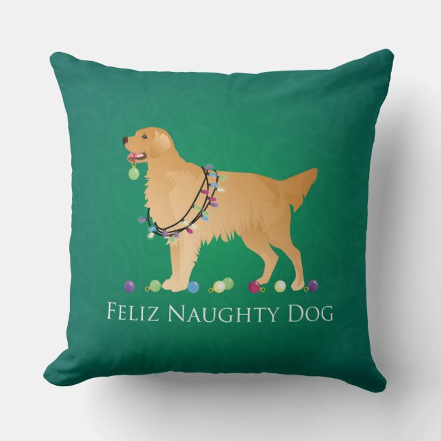 Golden Retriever Weihnachtsdesign Kissen (Vorderseite)