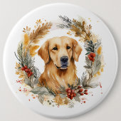 Golden Retriever Weihnachtsfeier Festliche Jungfra Button (Vorderseite)