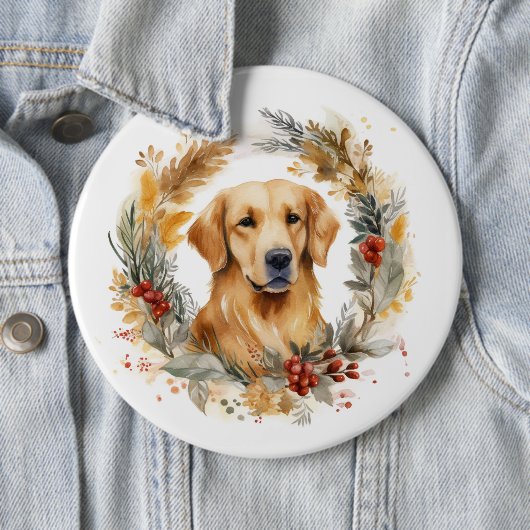 Golden Retriever Weihnachtsfeier Festliche Jungfra Button (Beispiel)
