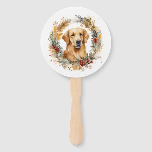 Golden Retriever Weihnachtsfeier Festliche Jungfra Fächer (Rückseite)